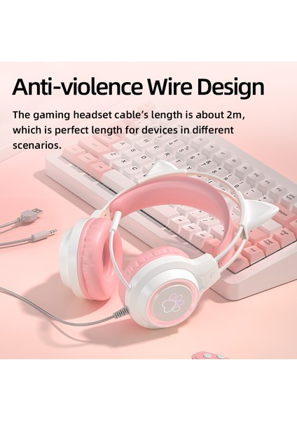 Profesyonel LED Kedi Kulak Kablolu Oyun Mikrofonlu Kulaklıklar Ps4 Ps5 Xbox Bilgisayar Pc Oyun Kulaklığı Sessiz Anahtar (Yurt Dışından) modelleri