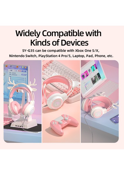 Profesyonel LED Kedi Kulak Kablolu Oyun Mikrofonlu Kulaklıklar Ps4 Ps5 Xbox Bilgisayar Pc Oyun Kulaklığı Sessiz Anahtar (Yurt Dışından) indirimleri