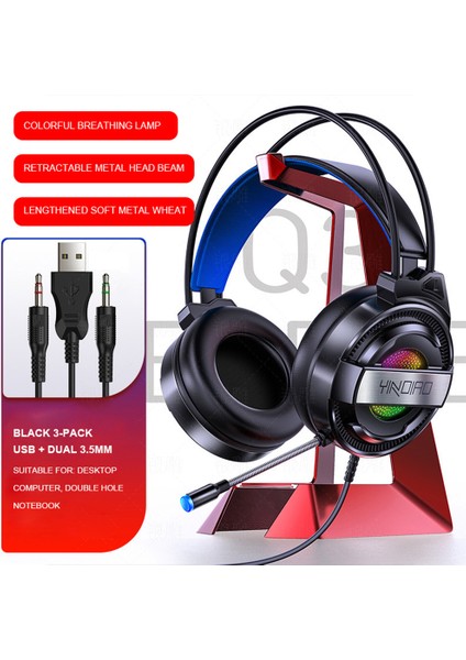 Pc Ps4 Dizüstü Bilgisayar Için 7.1 Rgb LED Oyun Kulaklığı, Hd Mikrofon Gürültü Önleyici Bilgisayar Telefonu Oyun Kaskı ile Kulak Üstü Oyun Kulaklığı (Yurt Dışından)