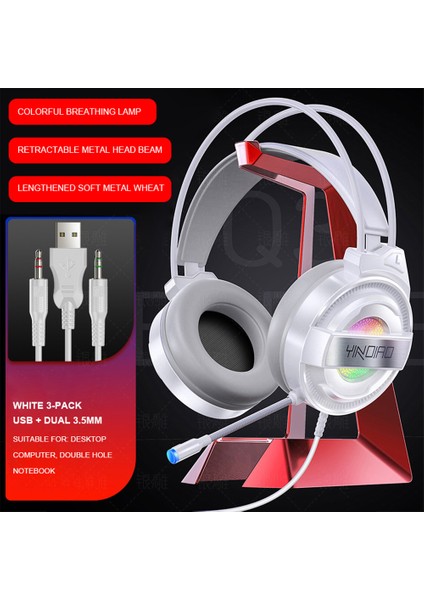 Pc Ps4 Dizüstü Bilgisayar Için 7.1 Rgb LED Oyun Kulaklığı, Hd Mikrofon Gürültü Önleyici Bilgisayar Telefonu Oyun Kaskı ile Kulak Üstü Oyun Kulaklığı (Yurt Dışından)