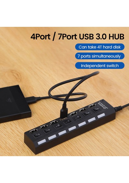 Olaf USB Hub 2.0 4/7 Port Çoklu Genişletici USB 2.0 Hub Anahtarlı Çoklu USB Ayırıcı Hub Güç Adaptörü Kullanın Bilgisayar Aksesuarı (Yurt Dışından) indirimleri