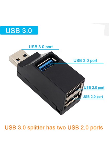 USB 3.0 Hub Adaptörü Dönüştürücü Mini Splitter Genişletici Kutusu 3 Port Pc Laptop Için Yüksek Hızlı U Disk Kart Okuyucu Yerleştirme USB Hub (Yurt Dışından)