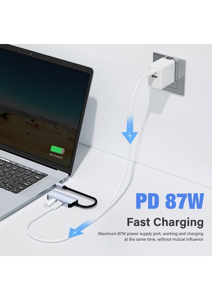 USB C - HDMI Çoklu Bağlantı Noktası Adaptörü Tip-C Hub Thunderbolt 3 Çıkışlı USB 3.0 Bağlantı Noktası Şarj Bağlantı Noktası 100W Galaxy MacBook IPHONE15 ipad (Yurt Dışından)