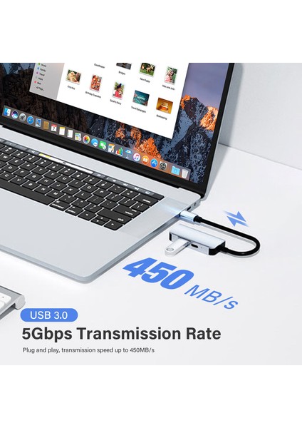 USB C - HDMI Çoklu Bağlantı Noktası Adaptörü Tip-C Hub Thunderbolt 3 Çıkışlı USB 3.0 Bağlantı Noktası Şarj Bağlantı Noktası 100W Galaxy MacBook IPHONE15 ipad (Yurt Dışından)