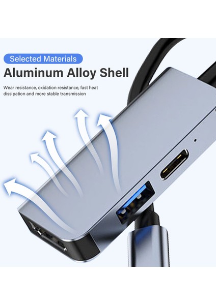 USB C - HDMI Çoklu Bağlantı Noktası Adaptörü Tip-C Hub Thunderbolt 3 Çıkışlı USB 3.0 Bağlantı Noktası Şarj Bağlantı Noktası 100W Galaxy MacBook IPHONE15 ipad (Yurt Dışından)