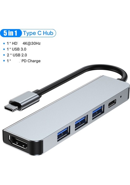 Macbook 8 In 1 Adaptör Pc Için USB C Hub Pd Şarj 8 Bağlantı Noktası Dock Istasyonu RJ45 HDMI Uyumlu Tf/sd Kart Macbook Type-C Splitter (Yurt Dışından)