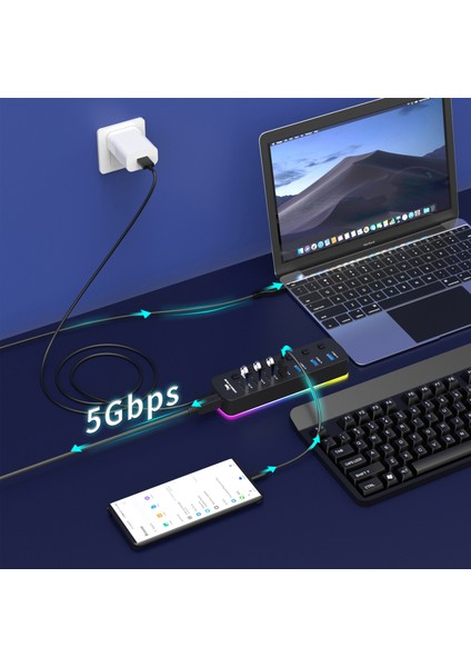 USB 3.0 Hub 4 Bağlantı Noktası 7 Bağlantı Noktası USB 3.0 Veri Bağlantı Noktası Adaptörü 5 Gbps Yüksek Hızlı Bireysel Açma/kapama Anahtarı Ayırıcı USB Uzantısı (Yurt Dışından) fırsatları