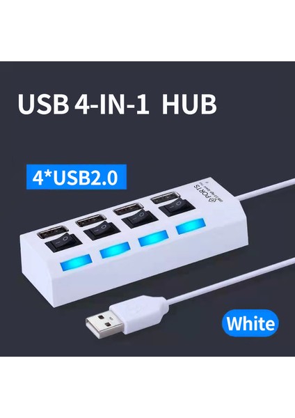 Olaf USB Hub 2.0 4/7 Port Çoklu Genişletici USB 2.0 Hub Anahtarlı Çoklu USB Ayırıcı Hub Güç Adaptörü Kullanın Bilgisayar Aksesuarı (Yurt Dışından)