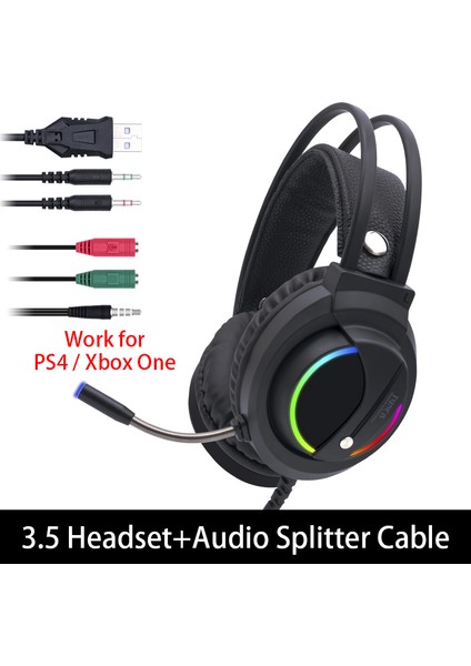Gaming Headset Gamer 7.1 Çevresel Ses USB 3.5mm Kablolu Rgb Işık Oyun Kulaklıkları Tablet Pc Için Mikrofon ile Xbox One 360 (Yurt Dışından)