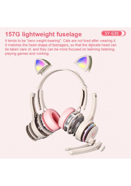 Kablolu Kulaklıklar Oyun Kulaklığı Çocuk Hediye Rgb LED Aydınlatma Mikrofon Kulaklık SY-G30 Karikatür Oyun Aksesuarları (Yurt Dışından)