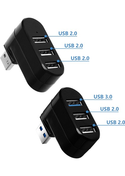USB Hub 3.0 Adaptörü Döndür Yüksek Hızlı U Disk Okuyucu USB Splitter 3 Port USB 2.0 Xiaomi Macbook Pro Dizüstü Bilgisayar Aksesuarları (Yurt Dışından)
