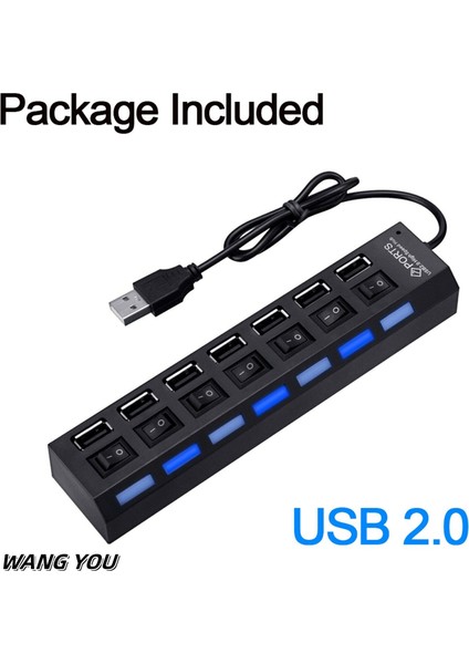 USB Hub Hub USB Adaptörü Çoklu Bağlantı Noktaları Güç Adaptörü Kullanın Extensor USB 2.0 Pc Bilgisayar Aksesuarları Dizüstü Bilgisayar Için USB Anahtarı (Yurt Dışından)