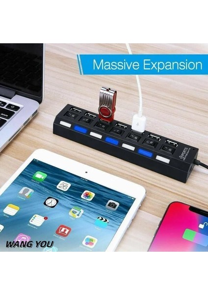 USB Hub Hub USB Adaptörü Çoklu Bağlantı Noktaları Güç Adaptörü Kullanın Extensor USB 2.0 Pc Bilgisayar Aksesuarları Dizüstü Bilgisayar Için USB Anahtarı (Yurt Dışından)