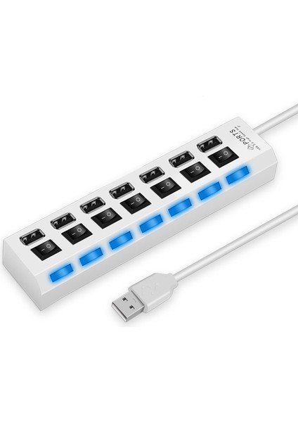 Yüksek Hızlı 4/7 Bağlantı Noktaları USB Hub 2.0 Adaptör Genişletici Çoklu USB Splitter Pc Dizüstü Bilgisayar Için LED Lamba Anahtarı ile Çoklu Genişletici (Yurt Dışından)