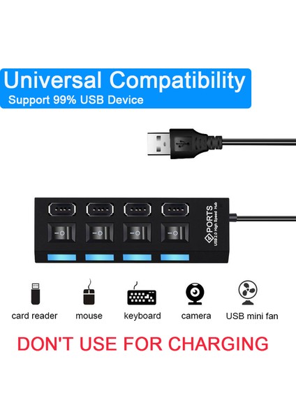 Yüksek Hızlı 4/7 Bağlantı Noktaları USB Hub 2.0 Adaptör Genişletici Çoklu USB Splitter Pc Dizüstü Bilgisayar Için LED Lamba Anahtarı ile Çoklu Genişletici (Yurt Dışından)