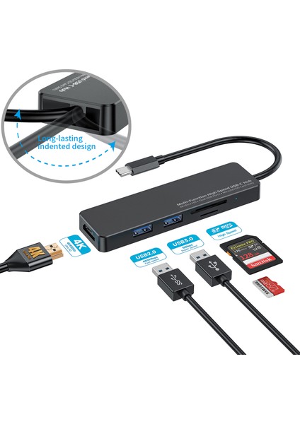 Getatek USB C Hub Dizüstü Bilgisayar Adaptörü Mikro Sd Kart Okuyucu Tip C 3.0 4K HDMI Adaptörü USB 3.0 Süper Hızlı USB C Yerleştirme Istasyonu (Yurt Dışından)
