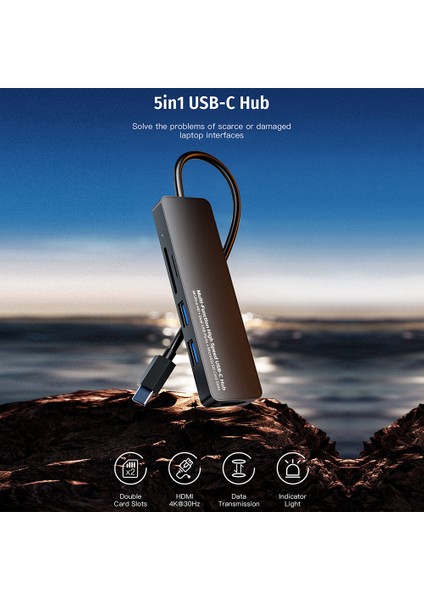 Getatek USB C Hub Dizüstü Bilgisayar Adaptörü Mikro Sd Kart Okuyucu Tip C 3.0 4K HDMI Adaptörü USB 3.0 Süper Hızlı USB C Yerleştirme Istasyonu (Yurt Dışından)