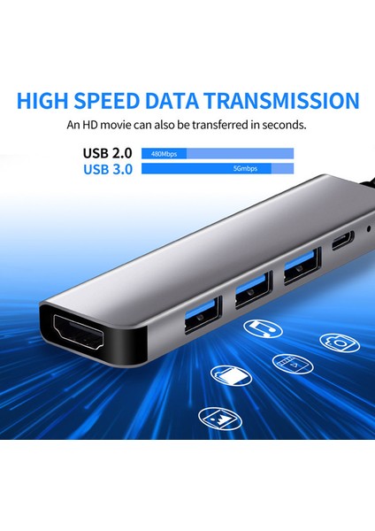 Rankman USB C Hub 4K Hdtv USB 3.0 2.0 Tip C MacBook iPhone 15 Için Şarj Dock'u Samsung S20 Dex Ps5 iPad Tv Nintendo Anahtarı (Yurt Dışından)