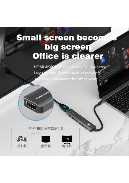 Blueendless Yeni 5 ve 7 Bağlantı Noktalı USB Hub 100 W Pd 4 K Hd Usb3.0 Tip C Çoklu Splitter Adaptör Bağlantı Noktası Hub Dizüstü Bilgisayar Macbookpro (Yurt Dışından)