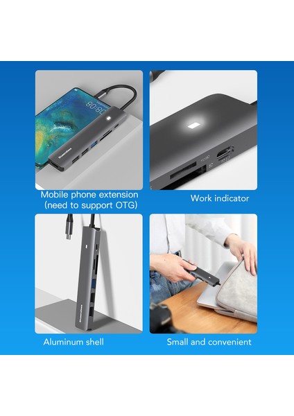 Blueendless Yeni 5 ve 7 Bağlantı Noktalı USB Hub 100 W Pd 4 K Hd Usb3.0 Tip C Çoklu Splitter Adaptör Bağlantı Noktası Hub Dizüstü Bilgisayar Macbookpro (Yurt Dışından)