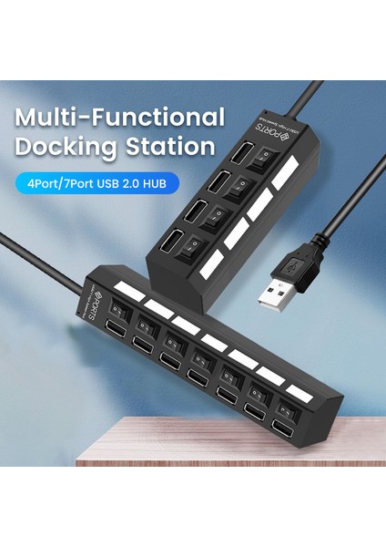 4/7 Port USB Hub 2.0 Çoklu USB Splitter Anahtarı Güç Adaptörü ile Dizüstü Bilgisayar Aksesuarları Için Çoklu Genişletici MacBook Splitter (Yurt Dışından) fiyatları