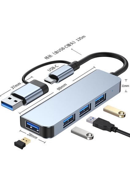 Cerastes 7in2 7 Port 2'si 1 Arada USB 3.0 Hub Tip-C Adaptör USB 2.0 Yüksek Hızlı Iletim Çok Portlu USB Splitter Genişletici Pc Için (Yurt Dışından)