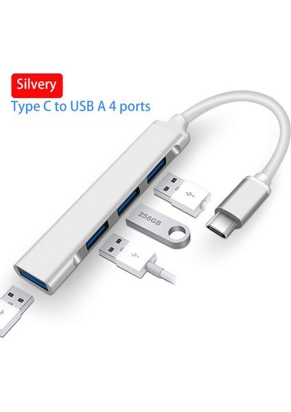 USB Hub Tip C Genişletici 4 Portlu Usb3.0 2.0 Splitter Dizüstü Hub Dönüştürücü Otg Adaptörü Bilgisayar Için USB C Yerleştirme Istasyonu (Yurt Dışından)