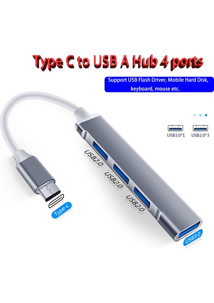 USB Hub Tip C Genişletici 4 Portlu Usb3.0 2.0 Splitter Dizüstü Hub Dönüştürücü Otg Adaptörü Bilgisayar Için USB C Yerleştirme Istasyonu (Yurt Dışından)