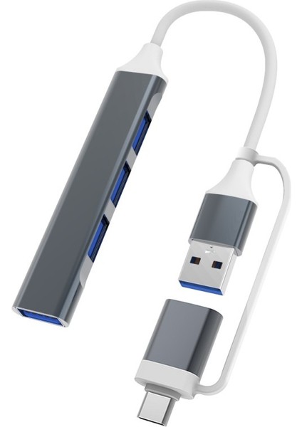 USB 3.0/2.0 Type-C 3.1 4 Port USB Hub Çoklu Otg Yüksek Hızlı 5 Gbps Macbook Pc Bilgisayar Telefonu Cep U Disk Fare Klavye (Yurt Dışından)
