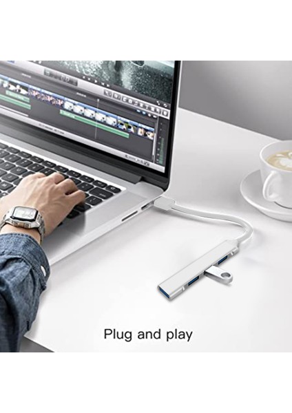 USB 3.0/2.0 Type-C 3.1 4 Port USB Hub Çoklu Otg Yüksek Hızlı 5 Gbps Macbook Pc Bilgisayar Telefonu Cep U Disk Fare Klavye (Yurt Dışından)