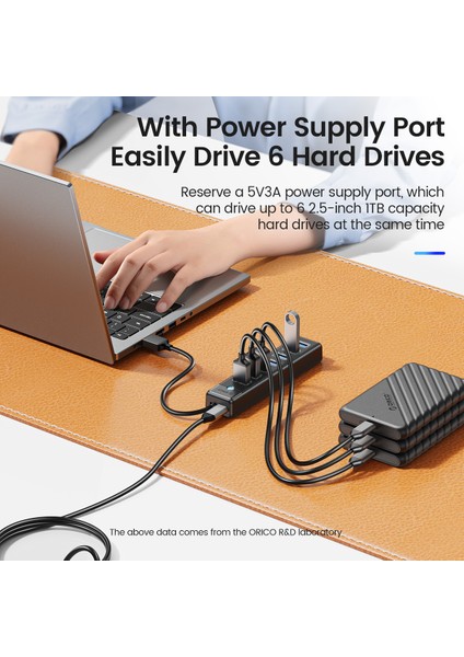 Orıco USB 3.0 Hub 7 Port Splitter Yüksek Hızlı Iletim Tipi C Hub Dizüstü Genişleme Bilgisayar Bilgisayar Aksesuarları (Yurt Dışından)