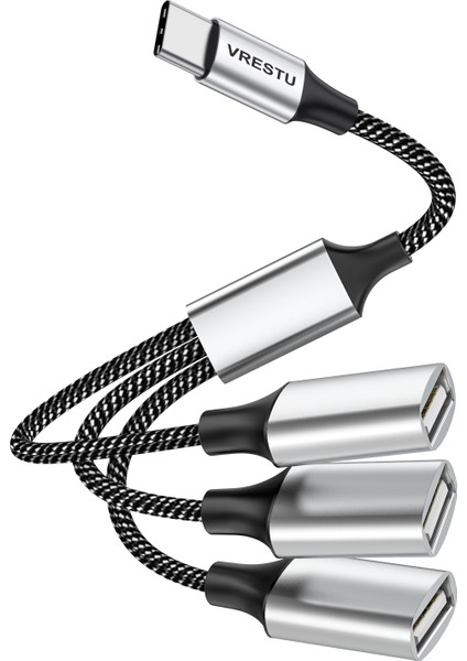Tip C - Çift USB Otg Adaptör USB 2.0 Tip-C Genişletme Hub Veri Şarj Örgü Cabo Samsung Galaxy S22 MacBook Pro Air iPad Için (Yurt Dışından)