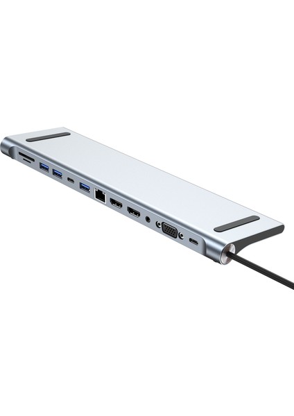 4/8/11/12-In-1 Tip C Hub ile 2 HDMI Çoklu Bağlantı Noktası Adaptörü Dock Istasyonu USB 3.0 4K HDMI RJ45 Sd/tf VGA Pd Dizüstü MacBook iPad Için (Yurt Dışından)