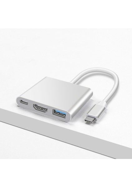Yeni Tip-C Hub USB C - HDMI Uyumlu Ayırıcı Usb-C 3 In 1 4K HDMI USB 3.0 Pd Hızlı Şarj Akıllı Adaptör MacBook Dell (Yurt Dışından)