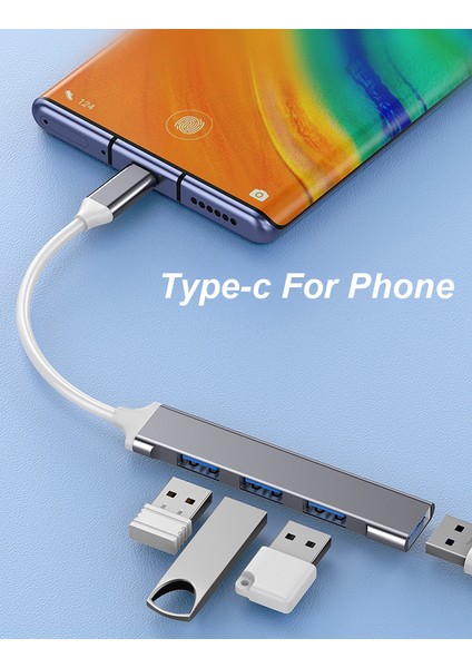 USB 3.0/2.0 Type-C 3.1 7/4 Bağlantı Noktası USB Hub Otg Hız 5 Gbps Macbook Pc Bilgisayar Telefonu Mobil Sabit Disk U Disk Fare Klavye (Yurt Dışından)