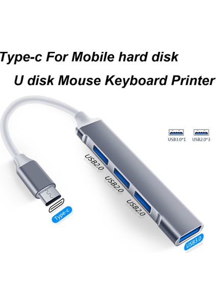 USB 3.0/2.0 Type-C 3.1 7/4 Bağlantı Noktası USB Hub Otg Hız 5 Gbps Macbook Pc Bilgisayar Telefonu Mobil Sabit Disk U Disk Fare Klavye (Yurt Dışından)