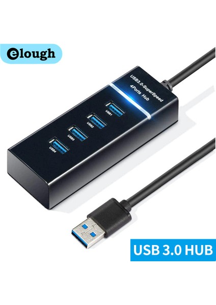 Elough 4 Port USB Hub 3 0 Yüksek Hızlı Çoklu USB Splitter Adaptörü Otg Xiaomi Lenovo Pc Bilgisayar Aksesuarları 30/120 cm (Yurt Dışından)