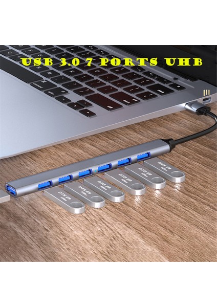 7 Port USB 3.0 Tip C Hub Genişletici Splitter Yüksek Hızlı Otg Adaptör Yerleştirme Istasyonu Dizüstü Bilgisayar Sabit Disk Fare Klavye (Yurt Dışından)