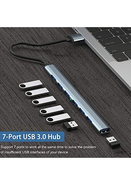 USB Hub Tip C 3 0 Usb-A Hub Splitter 7 Port Usb3.0/2.0 Usb-C Pd Yüksek Hızlı Veri Transferi Pc Dizüstü Macbook Aksesuarları (Yurt Dışından)