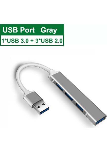 USB 3.0/2.0 Type-C 3.1 4 Port USB Hub Çoklu Otg Yüksek Hızlı 5 Gbps Macbook Pc Bilgisayar Telefonu Cep U Disk Fare Klavye (Yurt Dışından)