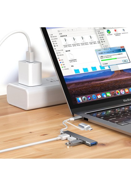USB + Tip C Hub Dock 3.0 USB 3.0 2.0 Hub 4 Bağlantı Noktalı Çoklu Splitter Adaptörü Otg Lenovo Huaweı Xiaomi Macbook Pc Için Alüminyum Alaşım (Yurt Dışından)