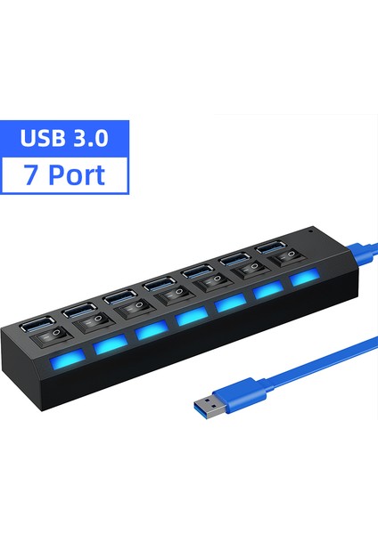 USB 3.0 Hub 3 0 Hub Çoklu USB Ayırıcı 4/7 Bağlantı Noktası Genişletici Çoklu USB 2.0 Hab Güç Adaptörü Pc Ev Için Anahtarlı Usb3.0 Hub (Yurt Dışından)