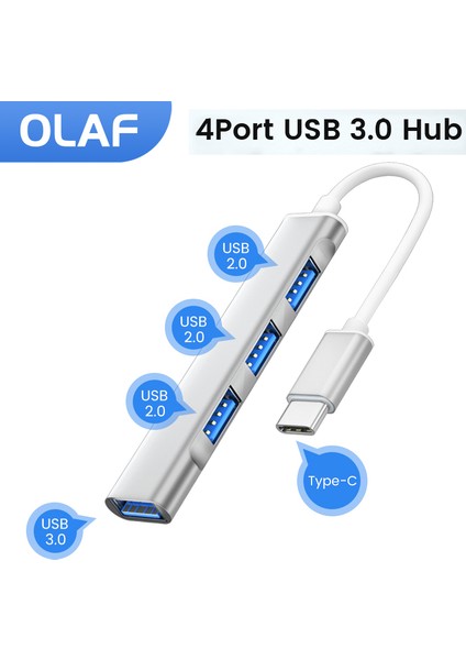 Olaf Tip-C Genişletici Hub USB 3.0 Hub Yerleştirme Istasyonu USB C Kablosu 4'ü 1 Arada Bilgisayar Ayırıcı Akıllı Telefon Için USB 3.0 Otg Adaptörü (Yurt Dışından)