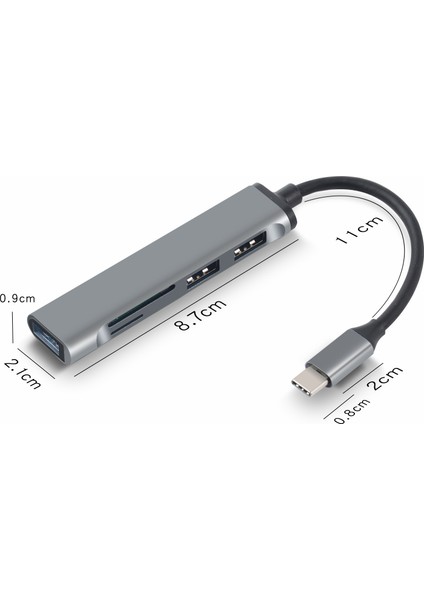 Tip C Hub Yüksek Hızlı USB 3.0 Hub Splitter Kart Okuyucu Multiport ile Macbook Bilgisayar Aksesuarları Için Sd Tf Bağlantı Noktaları Hub USB (Yurt Dışından)