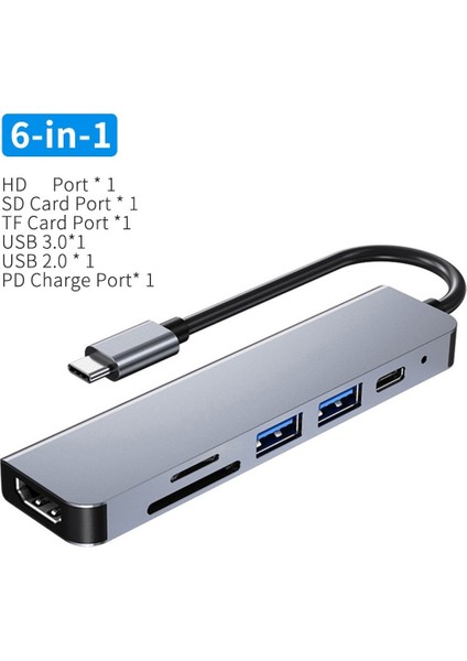 Macbook 8 In 1 Adaptör Pc Için USB C Hub Pd Şarj 8 Bağlantı Noktası Dock Istasyonu RJ45 HDMI Uyumlu Tf/sd Kart Macbook Type-C Splitter (Yurt Dışından)