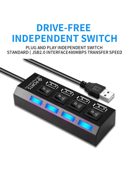 USB Ayırıcı Çok Fonksiyonlu Arayüz Hub Hub Dizüstü Çok Amaçlı U Disk Soket Uzatma Ayırıcı (Yurt Dışından)