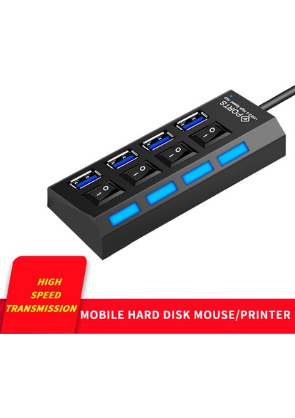 USB Ayırıcı Çok Fonksiyonlu Arayüz Hub Hub Dizüstü Çok Amaçlı U Disk Soket Uzatma Ayırıcı (Yurt Dışından)