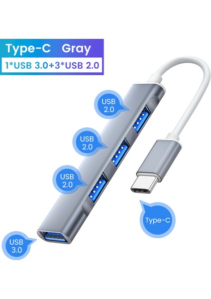 Olaf Tip-C Genişletici Hub USB 3.0 Hub Yerleştirme Istasyonu USB C Kablosu 4'ü 1 Arada Bilgisayar Ayırıcı Akıllı Telefon Için USB 3.0 Otg Adaptörü (Yurt Dışından)