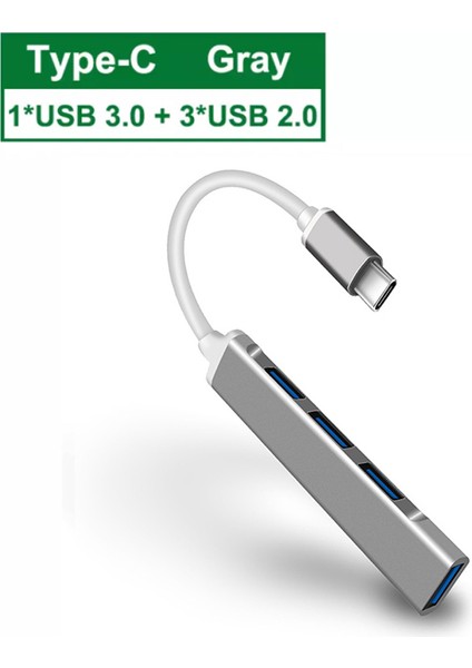 USB 3.0/2.0 Type-C 3.1 4 Port USB Hub Çoklu Otg Yüksek Hızlı 5 Gbps Macbook Pc Bilgisayar Telefonu Cep U Disk Fare Klavye (Yurt Dışından)