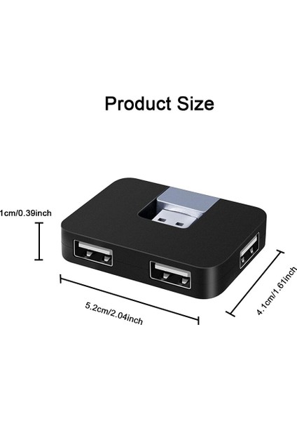 USB Hub 2.0 Mini Yaratıcı U Şekli Hub, Pc Dizüstü Bilgisayar Için 4 Bağlantı Noktalı USB ile USB Veri Aktarımı, Beş Renk Mevcuttur (Yurt Dışından)
